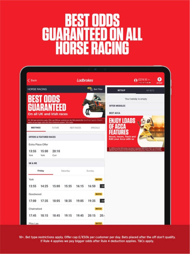 Best odds guaranteed on all horse racing