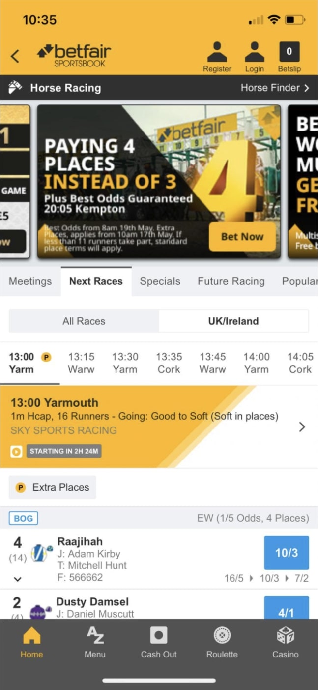 Betfair horse racing