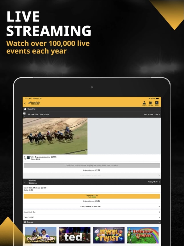 Betfair live streaming