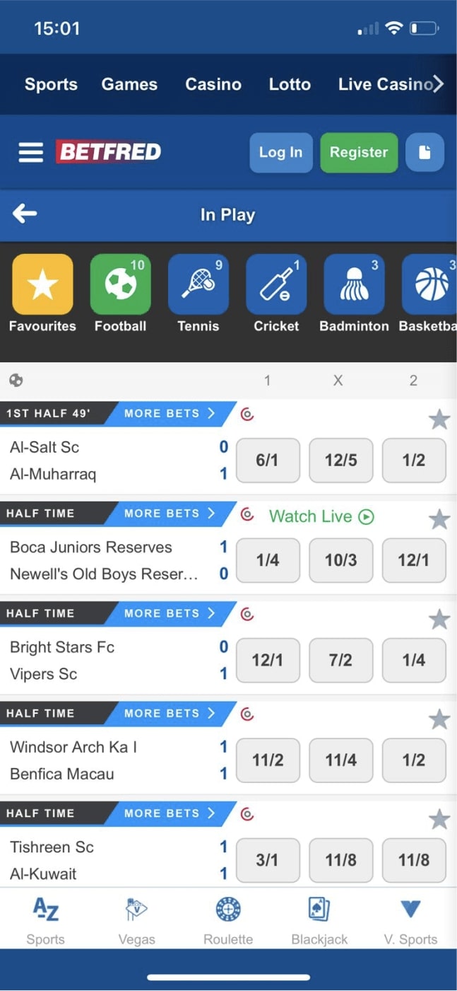 Betfred games in play live