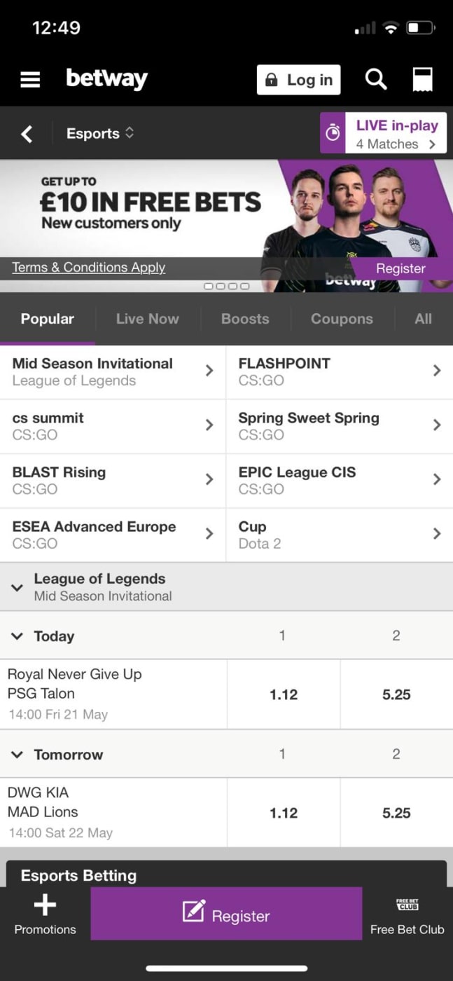 Betway esports popular