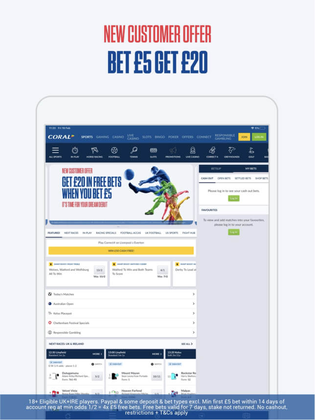 New customer offer bet £5 get £20