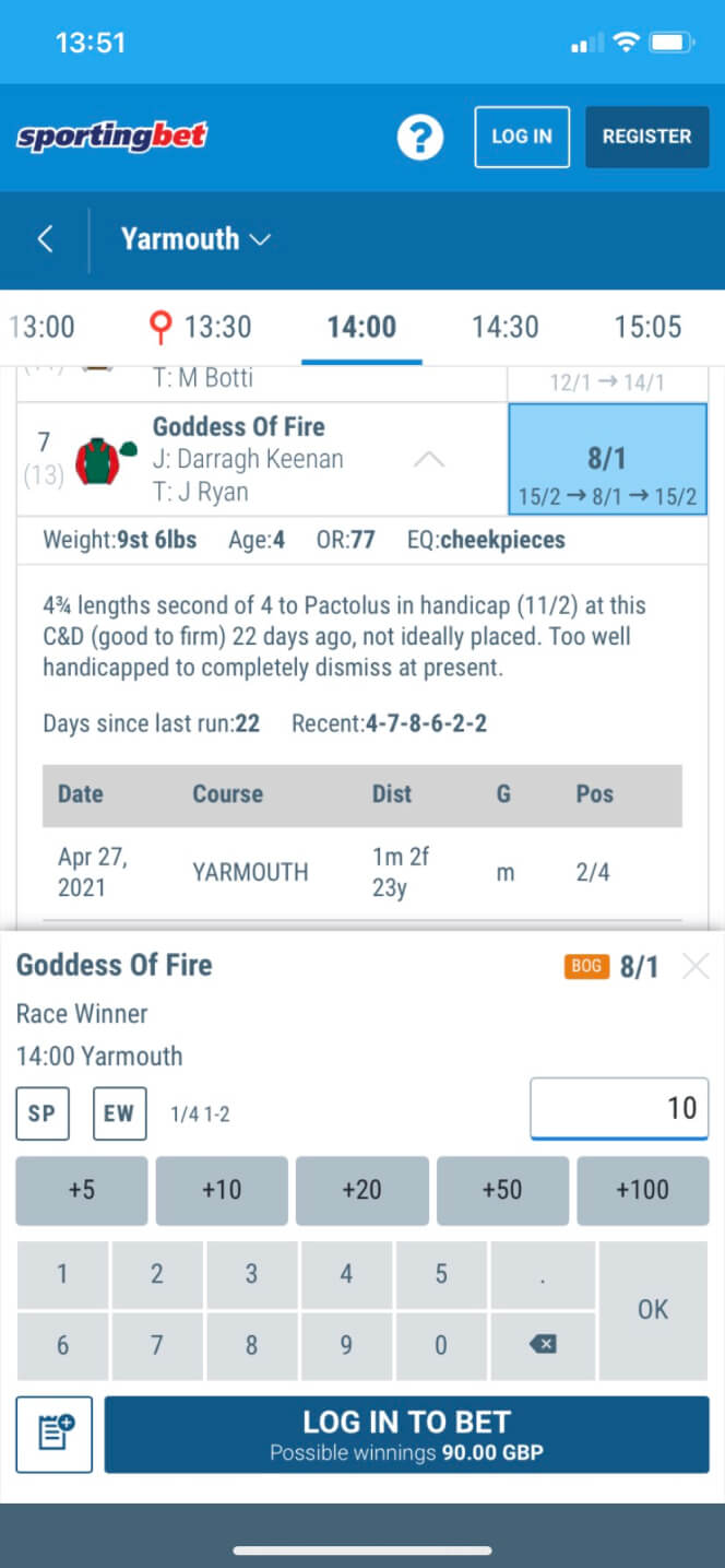 Sportingbet Bet Slip