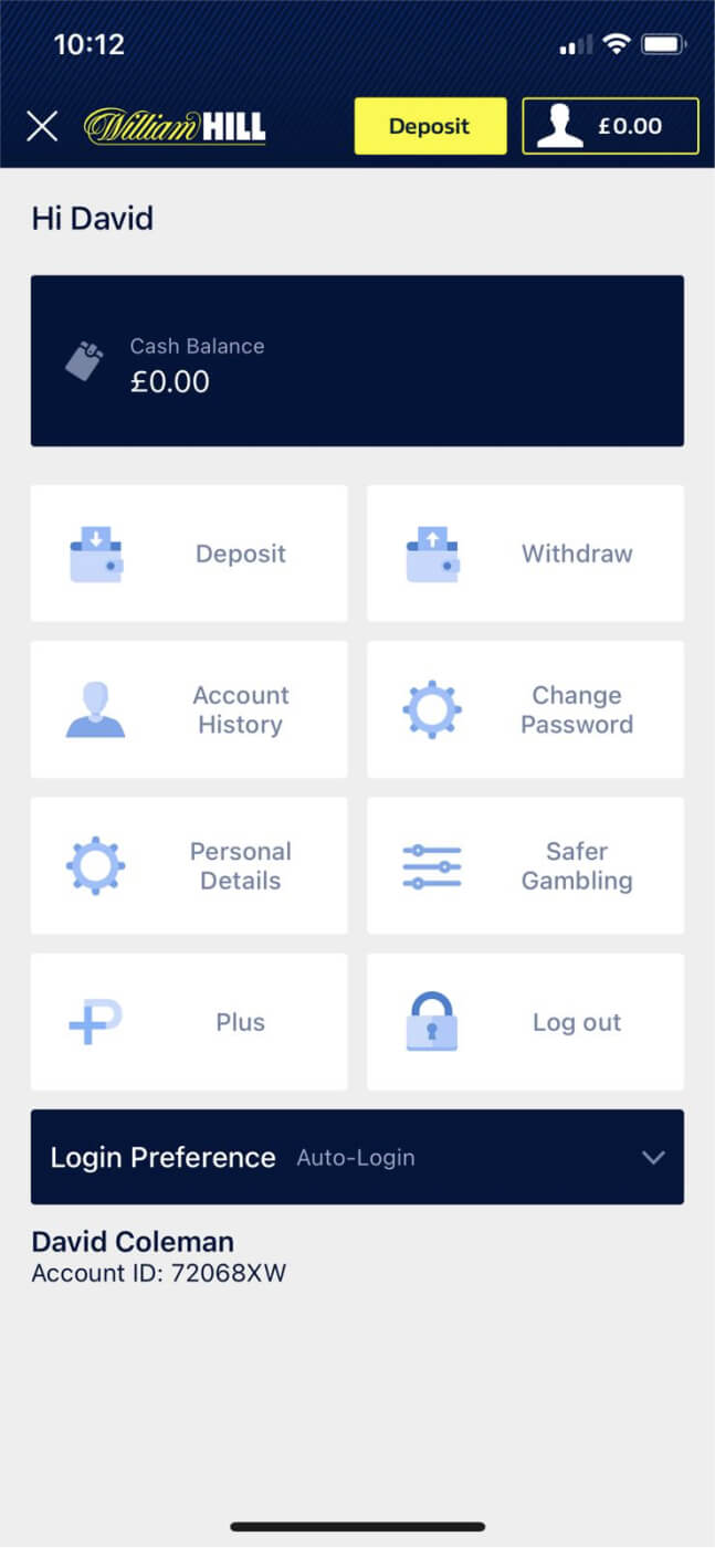 William Hill account